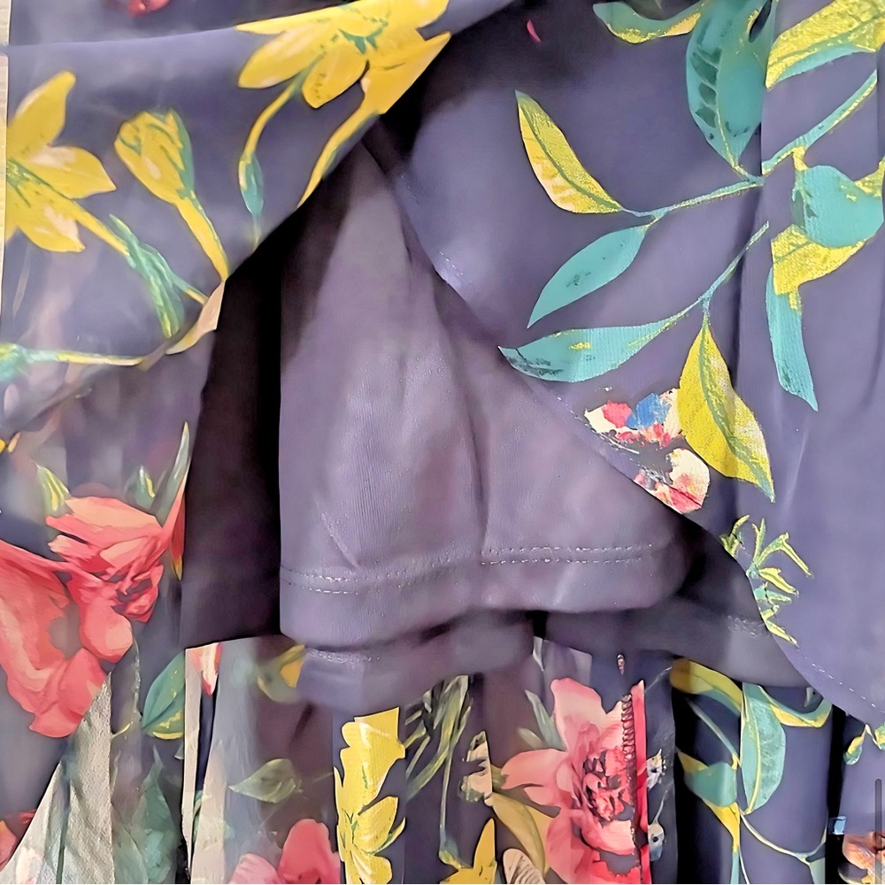 NWT Eliza J Women's High Low Floral Dress with Flutter Sleeves- size 8 - Picture 7 of 9